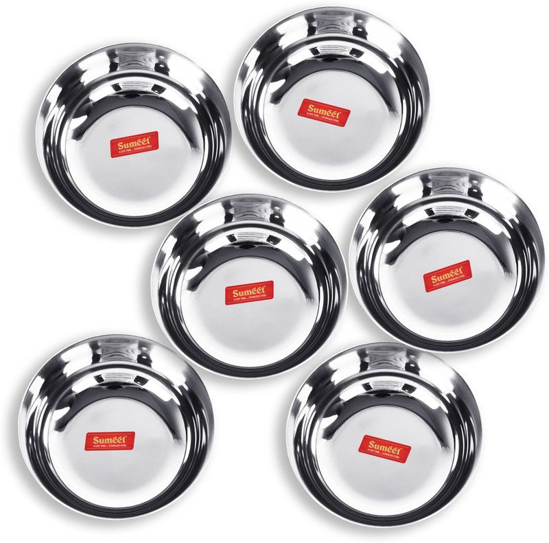 Sumeet Steel Vegetable Bowl Stainless Steel Heavy Gauge Bowl set / Wati set with Mirror Finish 10.3cm Dia - Set of 6pc  (Pack of 6, Steel)