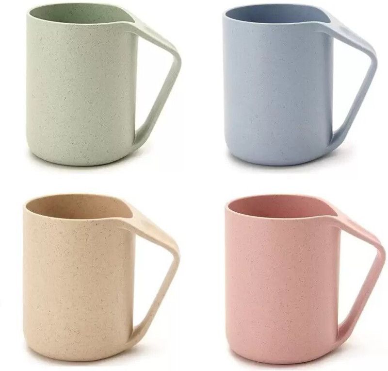 YACHT Wheat Straw Fibers with Handle, Unbreakable, Stackables, Bran, Paper Coffee Mug  (400 ml, Pack of 3)