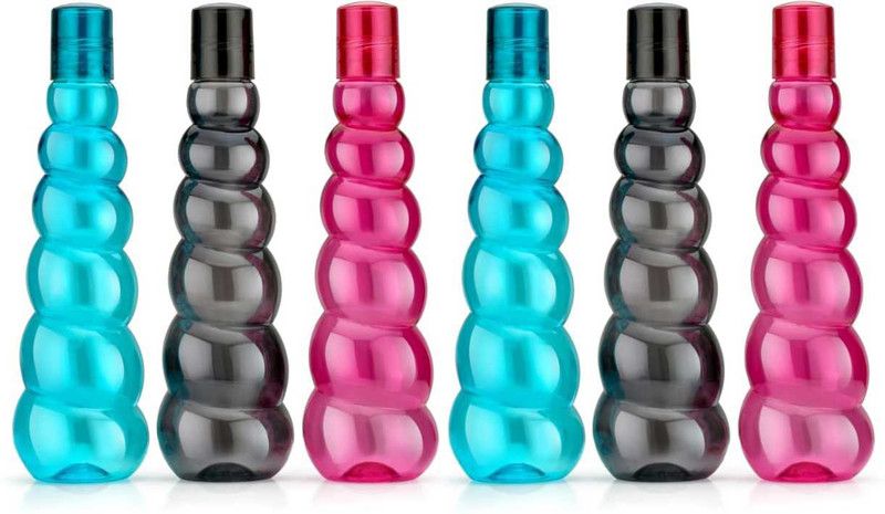 darkhood LAYER SHAPE DESIGN WATER BOTTLE 1000 ml Bottle  (Pack of 6, Multicolor, PET)