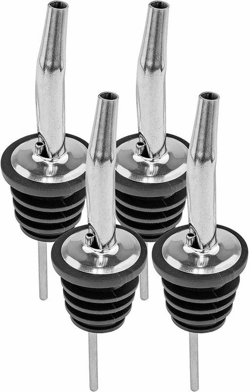 Anne-kee 4 PCs Stainless Steel Oil Pourer Bottle Stopper Liquor Drink Bar Vodka Liquor Hotel Restaurant Home Kitchen Stainless Steel Bottle Stopper  (Silver)
