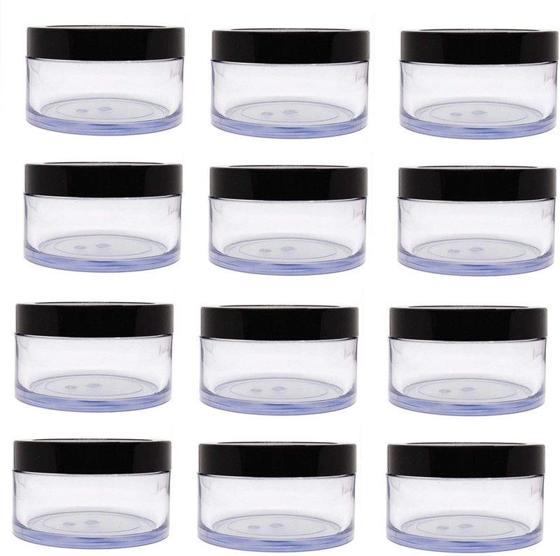 M.C. PIPWALA 200 GM ACRILY BLACK CAP 12 PCS - 200 ml Plastic Utility Container  (Pack of 12, Clear)