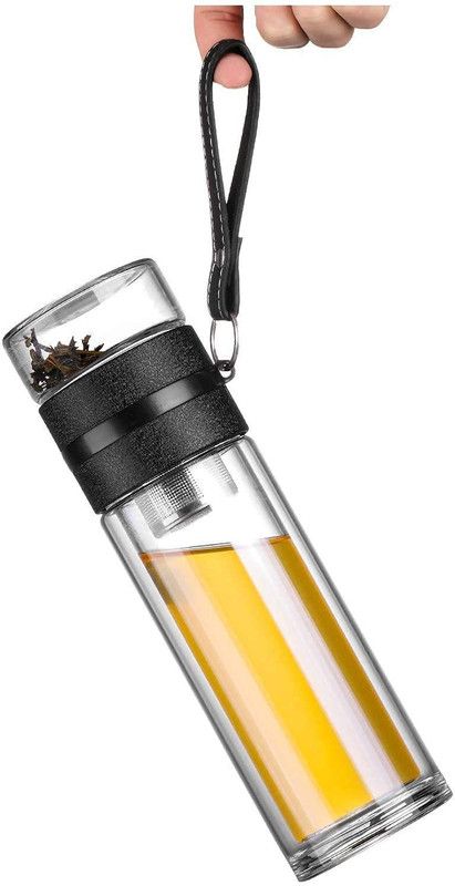 conifer Glass Bottle/Kettle/Teapot with Stainless Steel Infuser for Tea & Coffee (Black) 500 ml Bottle  (Pack of 1, Black, Glass)