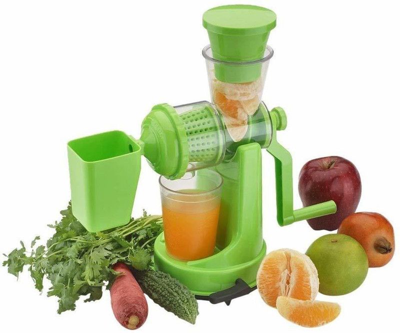 HIRCHHA Plastic Jumbo Fruit Juicer Premium Multi-Colour Manual With Stand Airlock Hand Juicer  (Green)