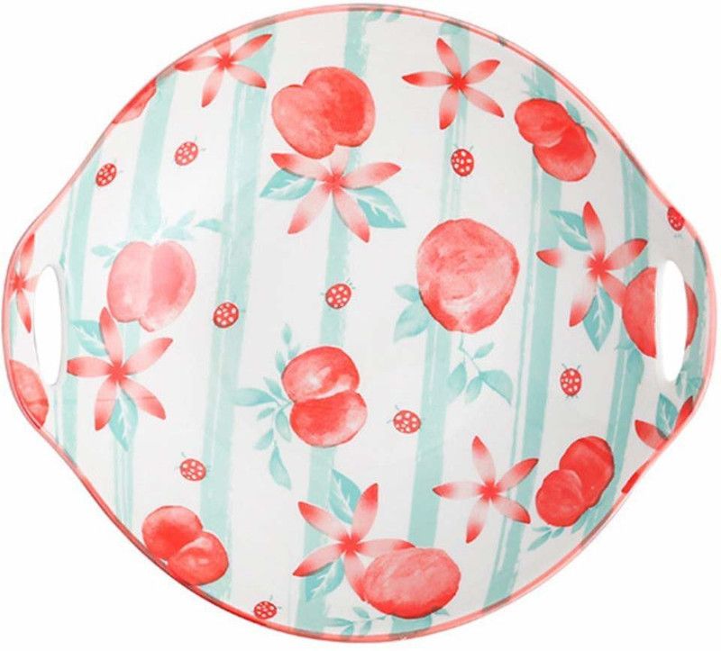 MIANKU Porcelain Vegetable Bowl  (Pack of 1, Red, White)