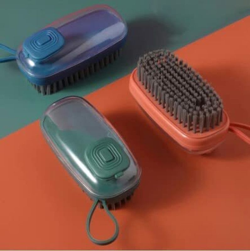 KTOSTON Adding Dispenser Brush | Plastic Washing Pot Kitchen Dish Cleaner Brush Grill Brush