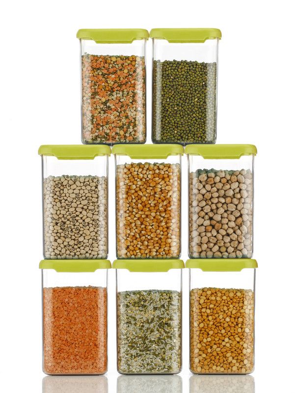 AERIAL KITCHENWARE Plastic Utility Container - 1100 ml  (Pack of 8, Green)