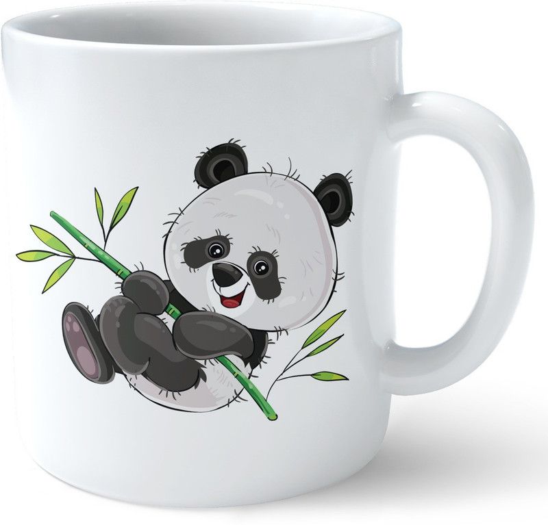 Ashani creation Cute Cartoon Panda Printed Ceramic Coffee -White,Best Office Cup & Birthday Gift ,Gift for Kids,Brother,Mom Ceramic Coffee Mug  (330 ml)