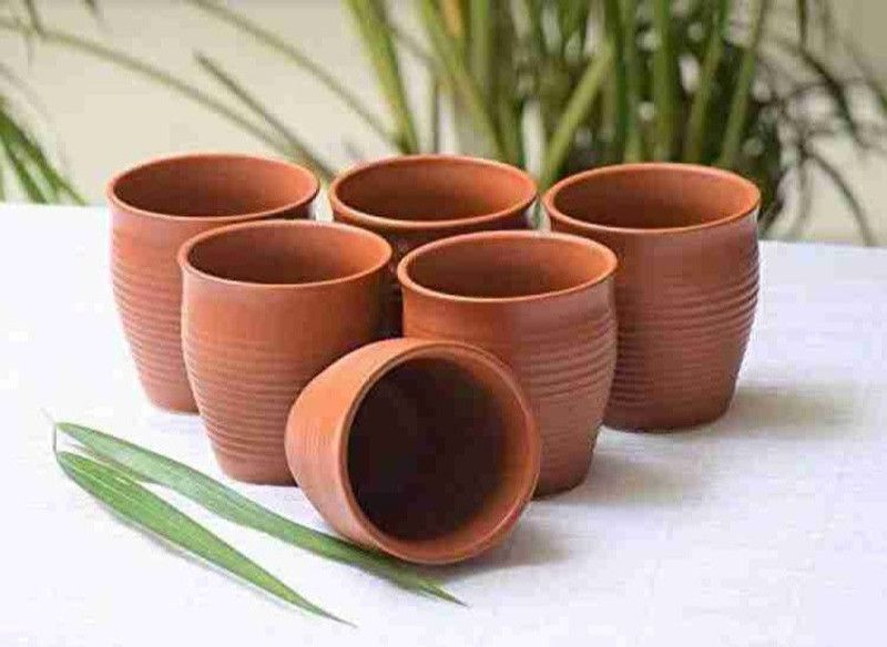 HC Solutions Pack of 6 Ceramic Ceramic Cup Set Kullad Cups Pottery Chai Kulhad Ceramic Tea Cups | Tea Cups Set | Cup Set Tableware  (Brown, Cup Set)