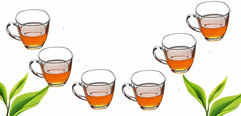 MOOZICO Pack of 6 Glass Transparent Glass Tea & Coffee Cups - 6 Pieces, Clear, 170 ml  (Clear, Cup Set)