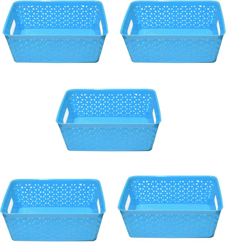Xllent Plastic Storage basket / Make-up Organizer / Things Organizer (set of 5) - Sky Blue Storage Basket  (Pack of 5)
