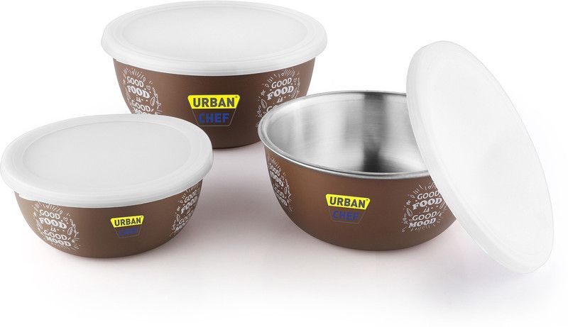 Urban Chef Steel Fridge Container - 2500 ml  (Pack of 3, Brown)