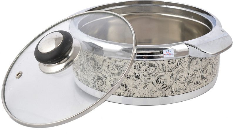 Heart Home Designer Inner Steel Casserole With Lid, 1500ml (Brown) Serve Casserole  (1500 ml)