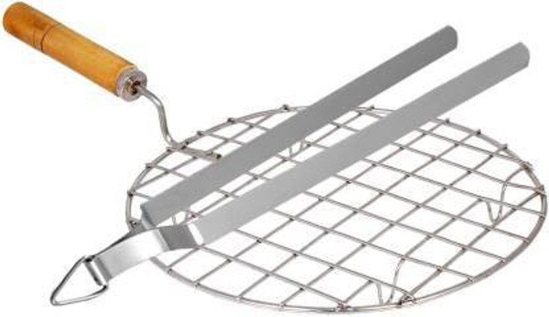 SINGING SPARROW STEEL BREADE ROASTER WITH WOOD HANDLE, BREAD TONG Kitchen Tool Set  (Roaster, Tong)