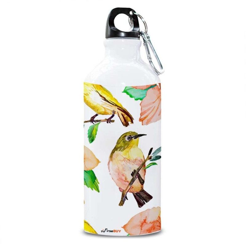 FirseBUY Sparrow Print Funny Bottle Gift 600 ml Bottle  (Pack of 1, White, Aluminium)