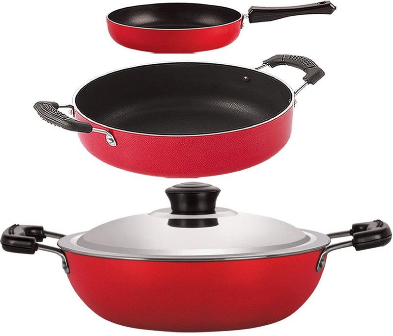 NIRLON FP11_DKD(J)_CS24 Non-Stick Coated Cookware Set  (PTFE (Non-stick), Aluminium, 3 - Piece)