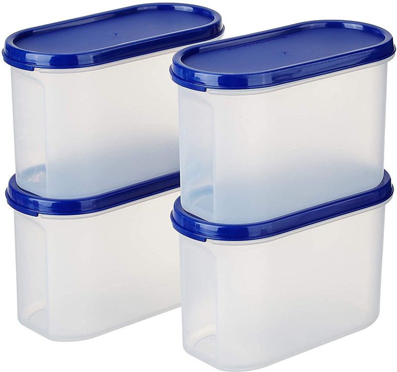 BRUZZLINE Anti Bacterial Oval Plastic Protection Storage Containers 1200ml,Blue,Set of 4 - 1200 ml Plastic Grocery Container  (Pack of 4, Blue)