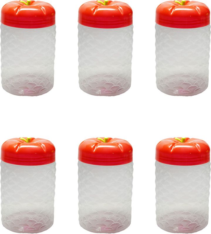 KIngBright Plastic Grocery Container - 1 L  (Pack of 6, Red)