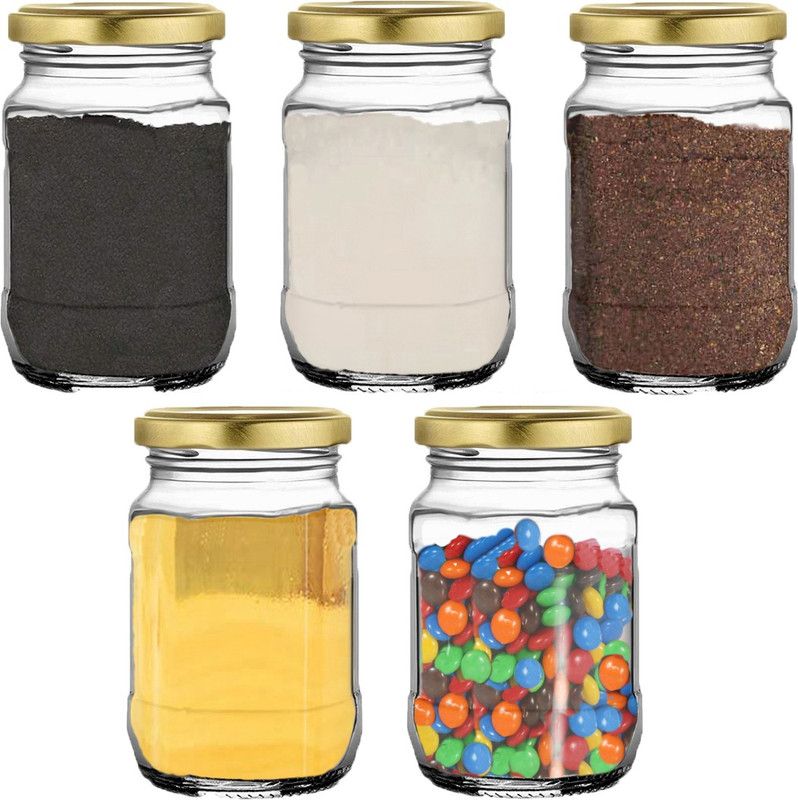Miniature Mart Glass Utility Container - 100 ml  (Pack of 5, Clear)