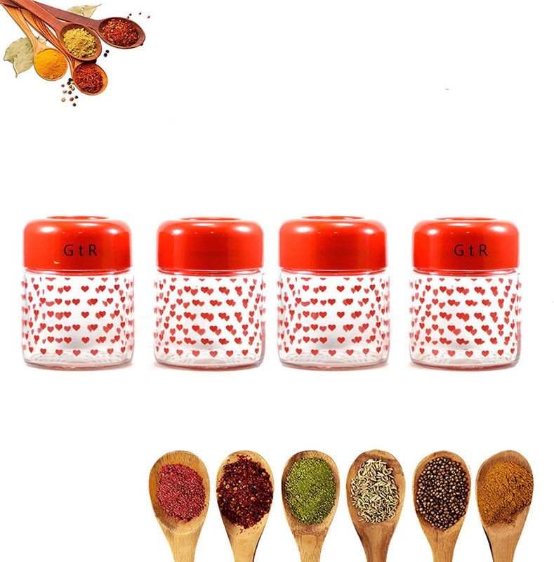 GLASSBAR Glass Fridge Container - 200 ml  (Pack of 4, Multicolor)