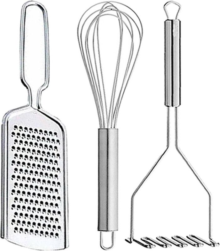 OC9 Stainless Steel Wire Grater & Egg Whisk / Egg Beater & Potato Masher For Kitchen Tool Set  (Silver, Grater, Whisk, Masher)