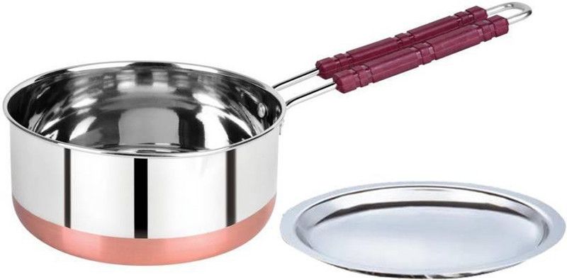 GIRGIT Stainless Steel Copper bottom Sauce Pan / MILK PAN / TEA PAN Capacity:- 2 Liter Sauce Pan 19 cm diameter (Stainless Steel, Copper) Sauce Pan 19 cm diameter with Lid 2 L capacity  (Stainless Steel, Copper)