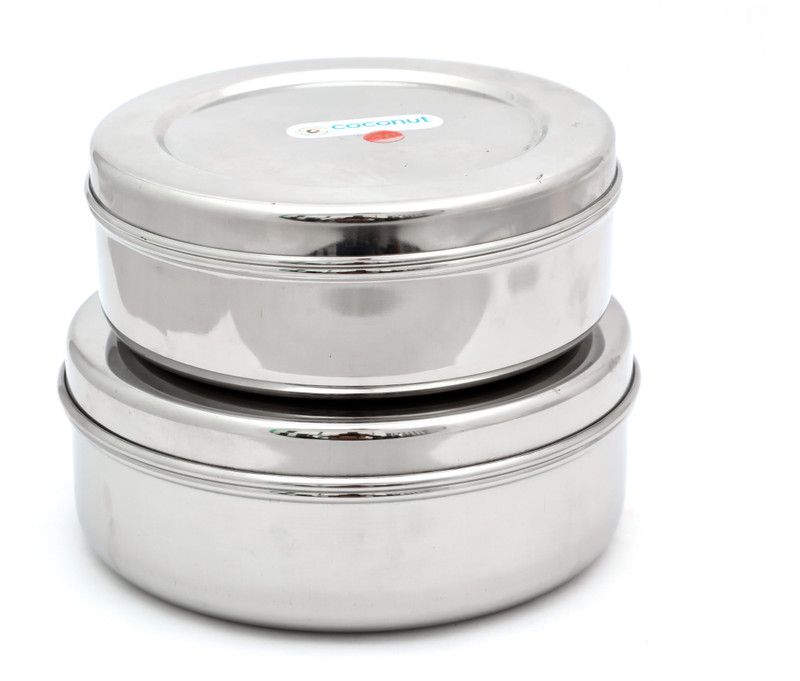 COCONUT Steel Fridge Container - 2500 ml, 3000 ml  (Pack of 2, Silver)