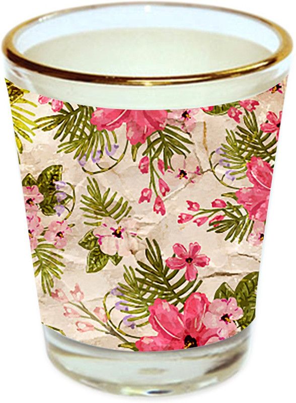 Sri Sai Shopping vodka shot glass multicolor floral design with golden rim for home and bar accessories 40ml (style-10353) Glass Shot Glass  (40 ml, Glass, Multicolor)