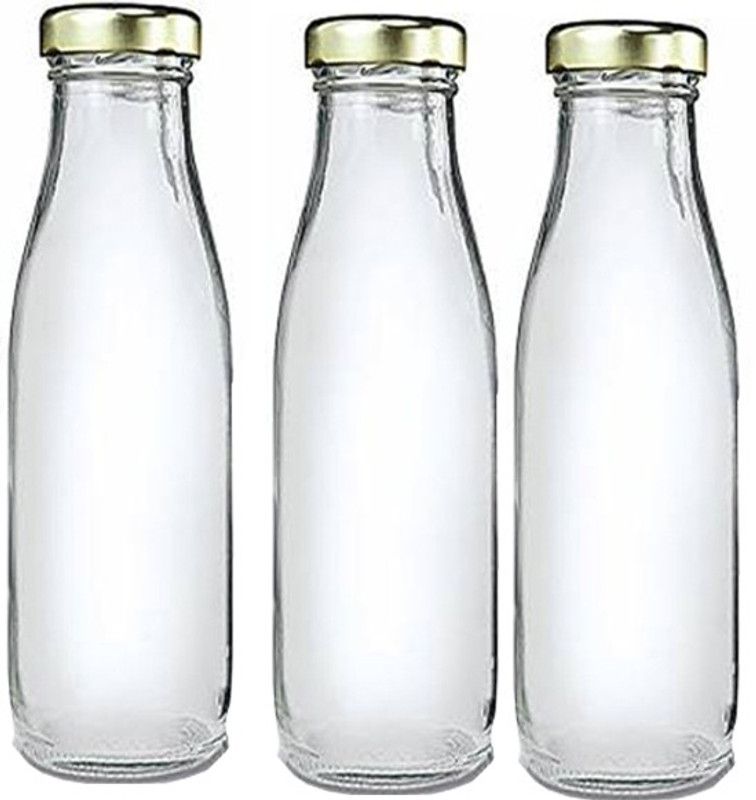 AFAST Water/ Milk Bottle With Lid, Set Of 3, 300 ml -RT74 300 ml Bottle  (Pack of 3, Clear, Glass)