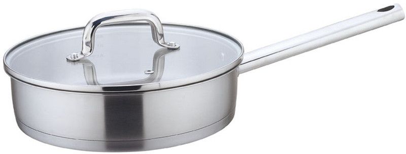 WONDERCHEF Inox Frying Pan with Glass Lid 24 cm Sauce Pan 24 cm diameter with Lid 2.5 L capacity  (Stainless Steel, Induction Bottom)
