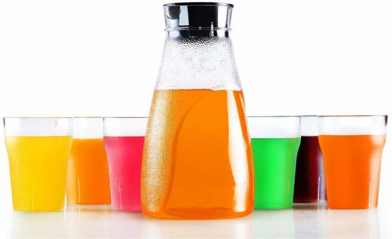 PRO99S Lemon Jug with 6 Pieces Glass Set - Premium Transparent ABS Plastic Unbreakable (1 Set) Jug Glass Set  (Plastic)