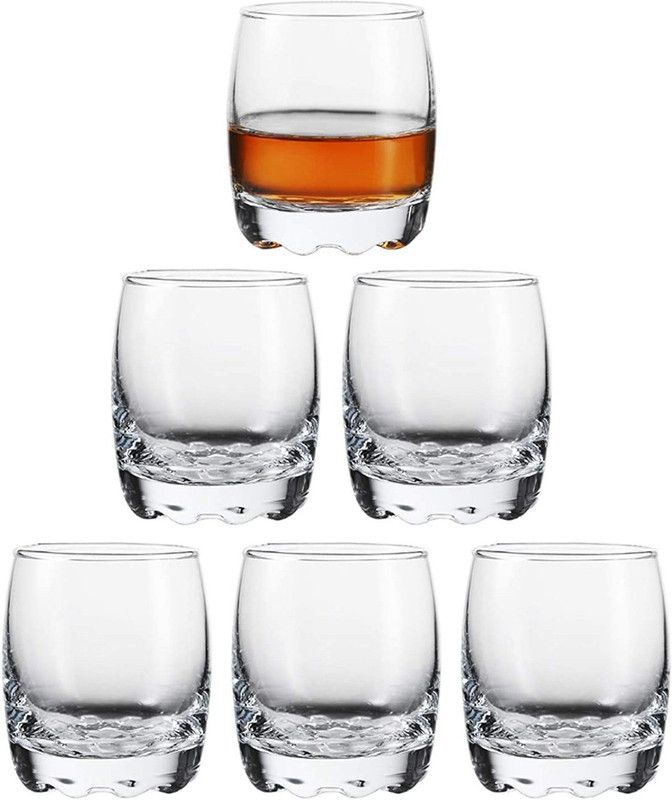SPIRITUAL HOUSE (Pack of 6) Shot Glasses - Round Shape Heavy Base Shot Glass Set, Clear Shot Glasses Glass Set Beer Glass  (80 ml, Glass, Clear)