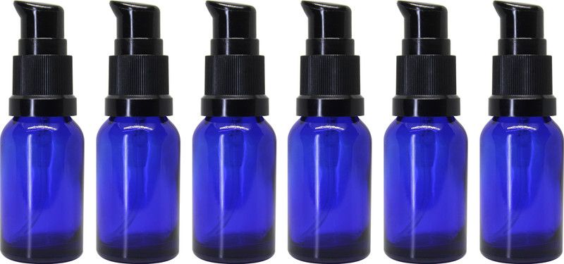 nsb herbals Blue Glass Bottle + Lotion Pump for Essential Oil, DIY Perfume, Multipurpose Use 15 ml Bottle  (Pack of 6, Blue, Glass)