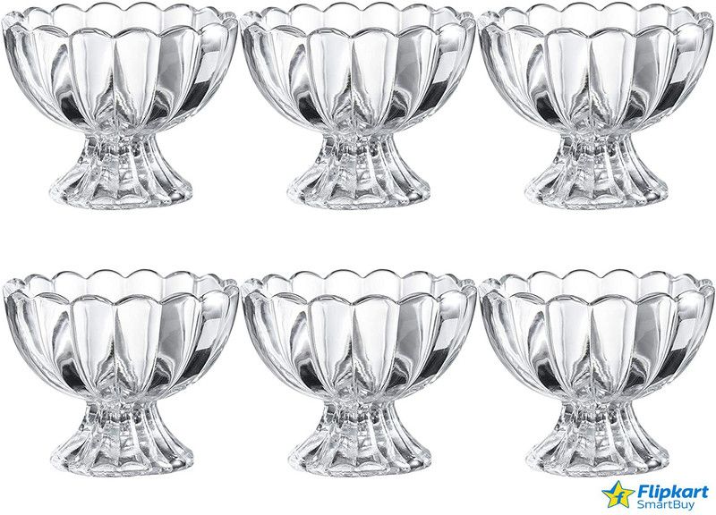 Flipkart SmartBuy Glass Dessert Bowl Glass Dessert Bowl Set Of 6  (Pack of 6, Clear)
