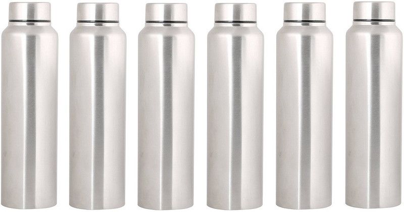 Satyaware Stainless Steel Chromo Fridge Water (6 Pc) 1000 ml Bottle  (Pack of 6, Steel/Chrome, Steel)