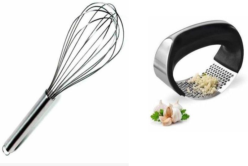 Indian kitchen magic IKM Whisker Presser 1 WHISK, 1 GARLIC PRESS (SET OF 2) Kitchen Tool Set  (Whisk, Crusher)