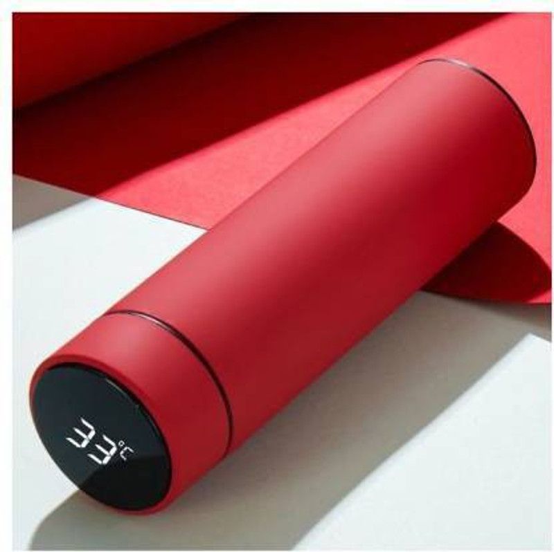 Kesari Nandan Temperature Display with Double Wall Insulated Water Bottle 500 ml Bottle  (Pack of 1, Red, Steel)