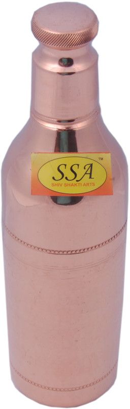 Shivshakti Arts Handmade Pure 100 % Small Champagne Designed 1000 ml Bottle  (Pack of 1, Brown, Copper)