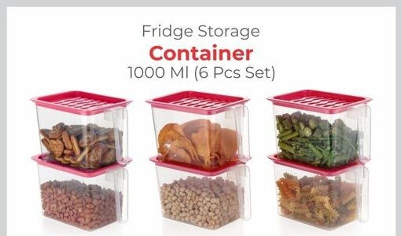 Lipely Products Plastic Grocery Container - 1000 ml  (Pack of 6, Multicolor)