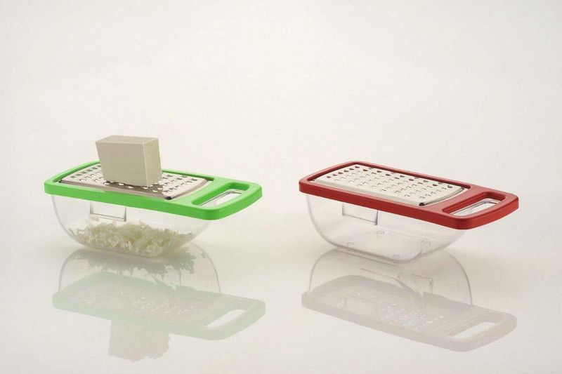 Kitchwish Cheese Garlic Ginger Grater with Unbreakable Clear Storage Container Stainless Steel Grater Coconut Grater  (2 Grater)