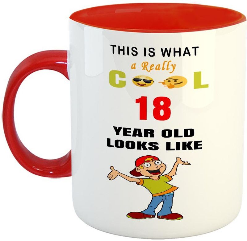 FABTODAY This is what really cool 18 years looks like Coffee - Best Gift for Friend / Brother on Birthday- Color - Red Ceramic Coffee Mug  (350 ml)