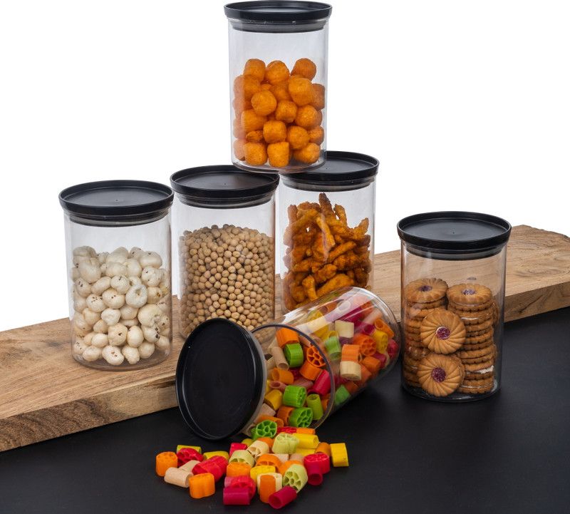 Flipkart SmartBuy Plastic Grocery Container - 900 ml  (Pack of 6, Black)