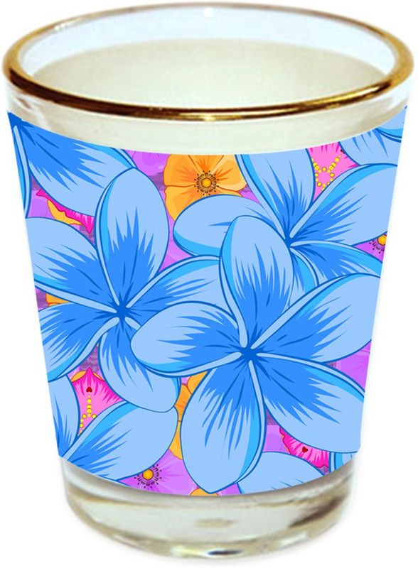 Sri Sai Shopping vodka shot glass multicolor floral design with golden rim for home and bar accessories 40ml (style-10337) Glass Shot Glass  (40 ml, Glass, Multicolor)