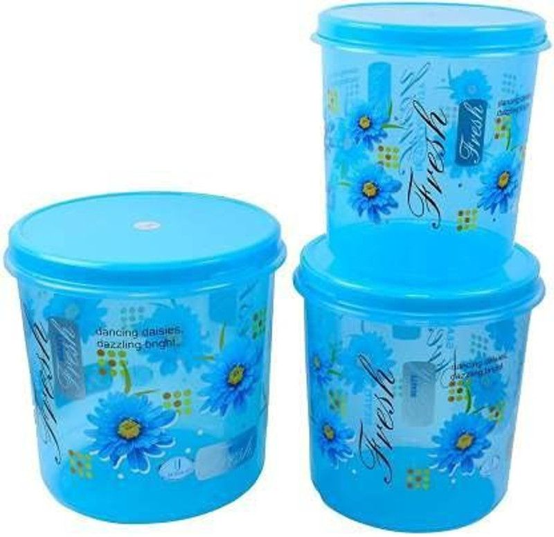 KITCHENCAFE Plastic Grocery Container - 5000 ml, 7000 ml, 10000 ml  (Pack of 3, Blue)
