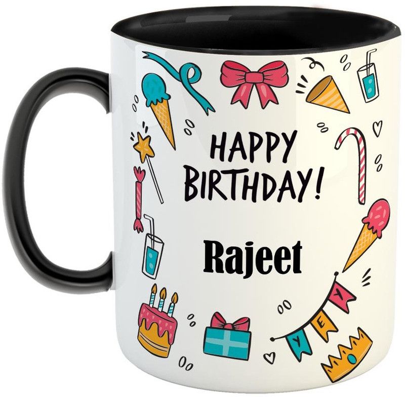 Furnish Fantasy Best Gift for Birthday, Name - Rajeet Ceramic Coffee Mug  (350 ml)