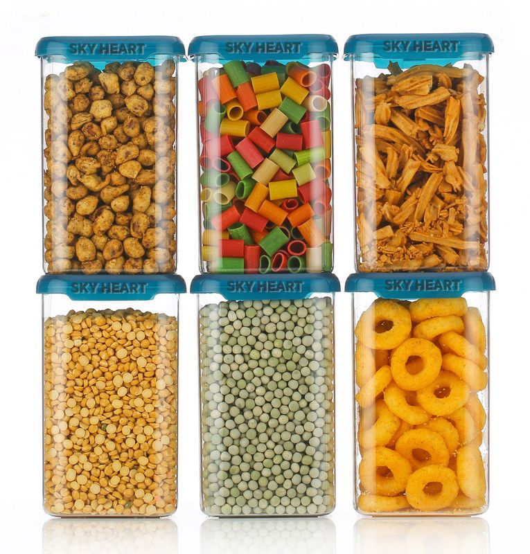 SKYLIFE Plastic Grocery Container - 1200  (Pack of 6, Blue)