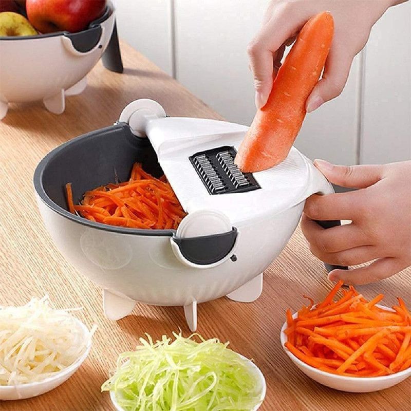 SHIV TRADER 9 in 1 Multi Rotate Sky Candle Kitchen Vegetable Cutter with Drain Basket Vegetable Slicer  (1)