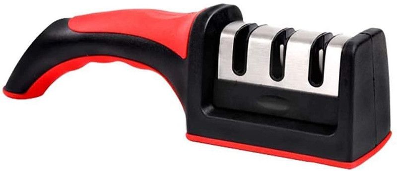hexa hub Manual Knife Sharpener 3 Stage Sharpening Tool for Ceramic Knife and Steel Knives for Kitchen Knife Sharpening Steel  (Stainless Steel)