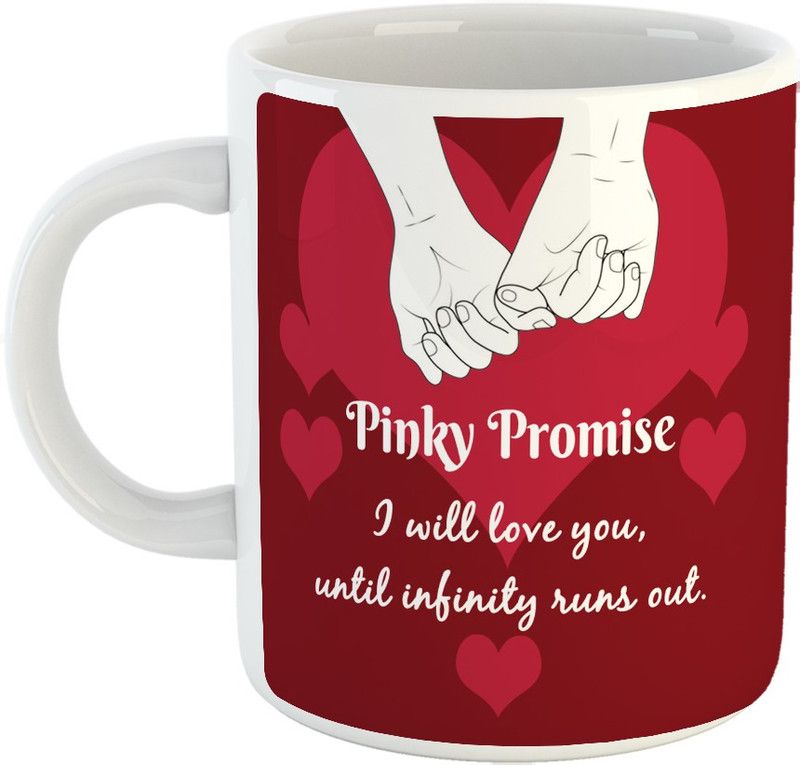 FABTODAY Pinky Promise Coffee - Best Valentine Gift for Husband and Boyfriend Girlfriend Wife - Color - White Ceramic Coffee Mug  (350 ml)