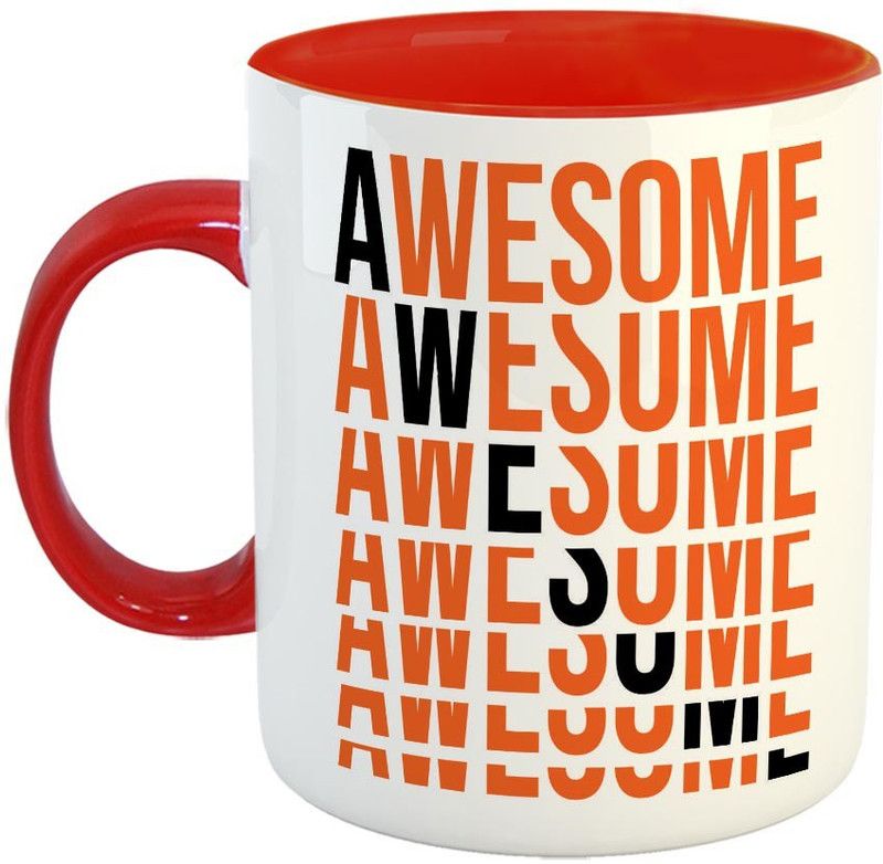 Furnish Fantasy Awesome Coffee Ceramic Coffee - Best Motivational Gift for Family and Friends - Color - Red (0853) Ceramic Coffee Mug  (350 ml)