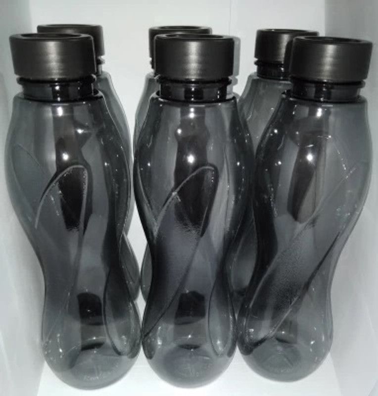 Fridge Water Bottle 1000 ml Bottle  (Pack of 6, Black, Plastic)